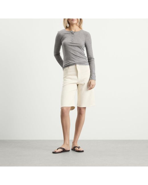 Auralee Natural Denim Wide Shorts