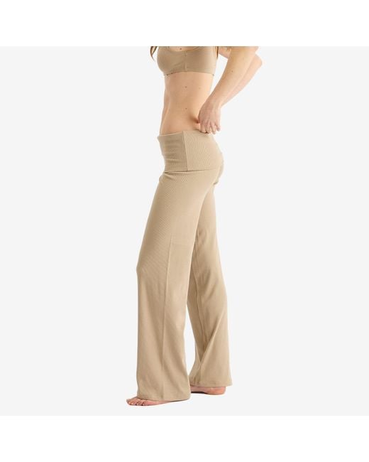 Skims Natural Cotton Rib Foldover Legging