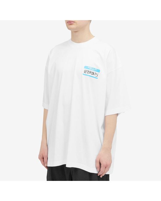 Vetements White My Name Is T-Shirt for men