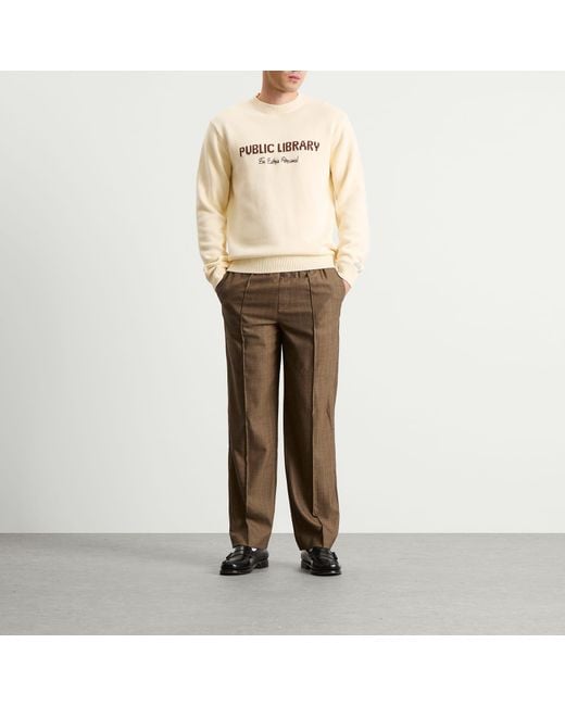 Percival White Public Library Knitted Crew Jumper for men