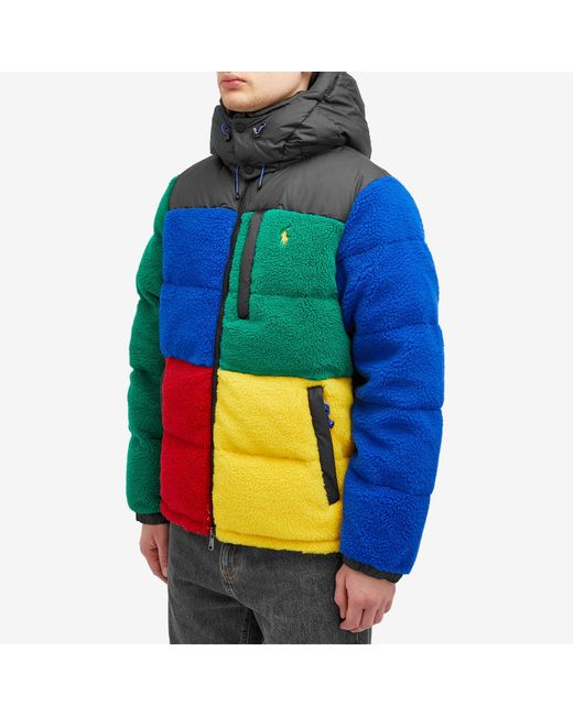 Polo Ralph Lauren Green Colour Block Fleece Puffer Jacket for men