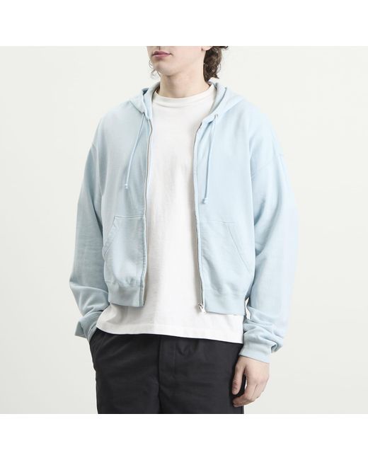 Auralee Blue High Twist Zip Hoodie for men