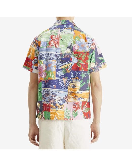 Polo Ralph Lauren Blue Patchwork Beach Vacation Shirt for men