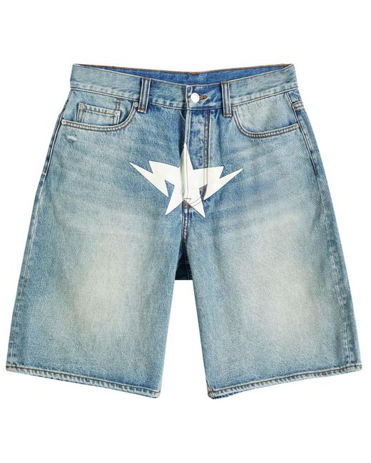A Bathing Ape Blue Twin Star Denim Shorts for men