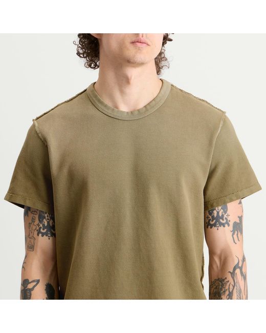 Les Tien Green Pique Cotton T-Shirt for men