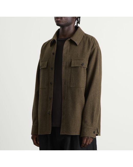 Jil Sander Green Wool Overshirt for men