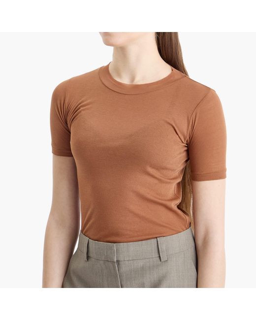 Auralee Brown Sheer Rib T-Shirt