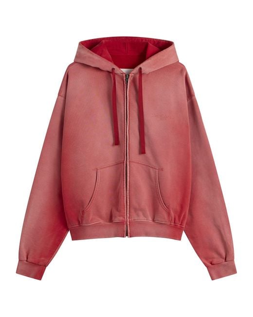 Maison Margiela Red Vintage Washed Shrunked Hoodie for men