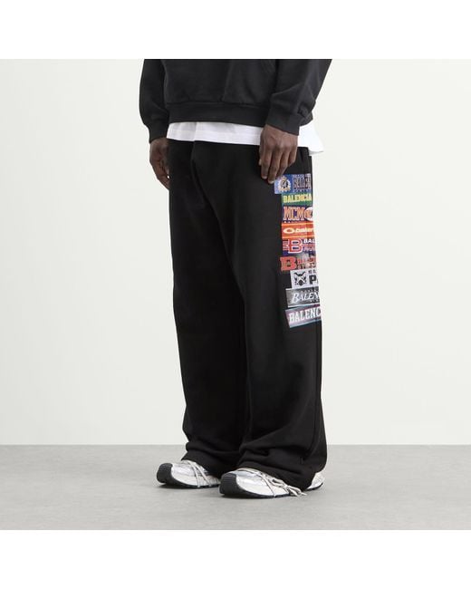 Balenciaga Black Baggy Bumper Stickers Sweatpants for men