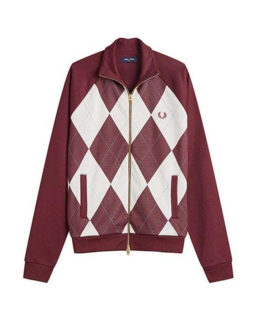 Fred Perry Purple Argyle Track Jacket for men