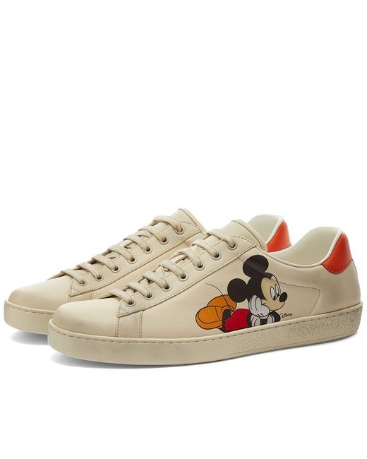 Gucci Mens White Men's X Disney Mickey Mouse New Ace Leather Trainers 10 for men