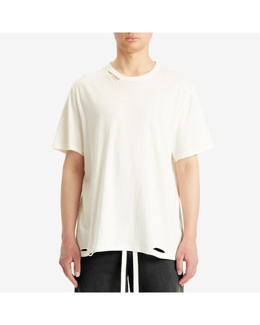 Cole Buxton White Distressed Cole T-Shirt for men