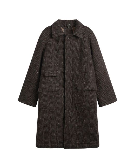 Drake's Black X Nanga Raglan Overcoat for men