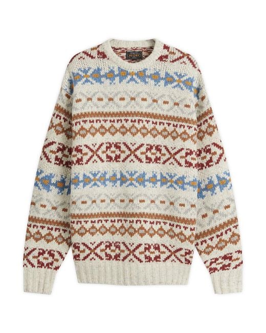 Beams Plus Gray Fair Isle Jumper for men