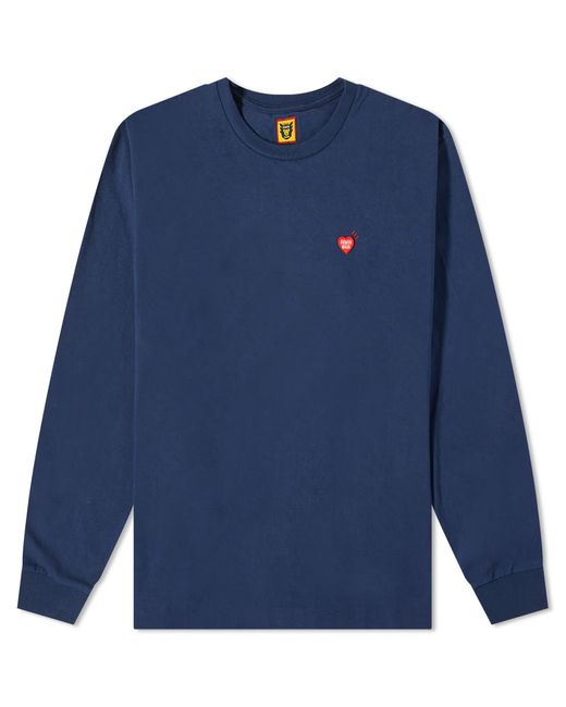 Human Made Blue Long Sleeve Double Heart T-shirt for men