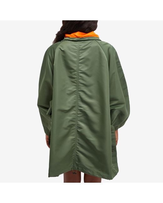 Toga Green Nylon Twill Poncho Jacket