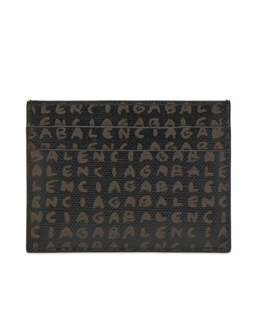 Balenciaga Black Canvas Logo Card Holder for men
