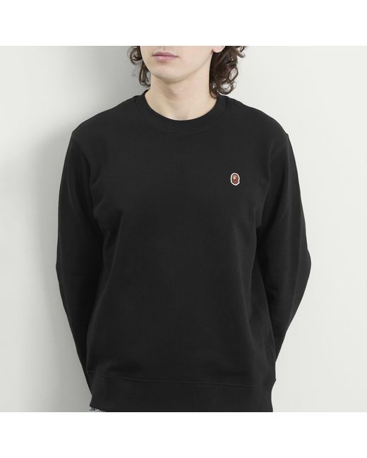 A Bathing Ape Black One Point Crew Neck Sweatshirt for men