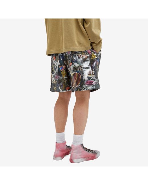 Acne Blue Rudent Foiled Print Shorts for men