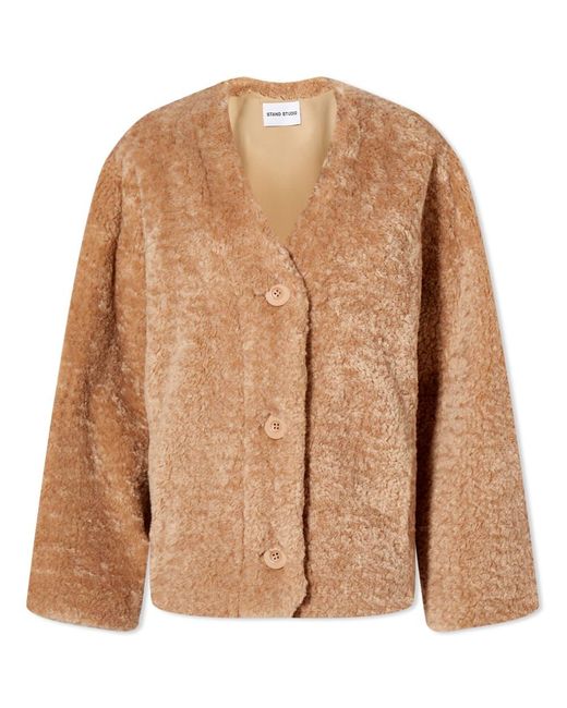 Stand Studio Faux Fur Rosie Jacket in Brown | Lyst