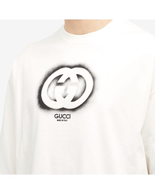 Gucci White Brand-print Boxy-fit Cotton-jersey T-shirt for men