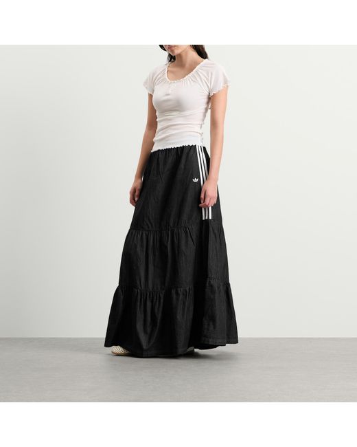 Adidas Black Denim Maxi Skirt