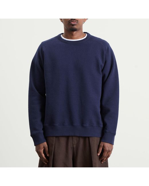 YMC Blue Textured Almost Grown Sweatshirt for men