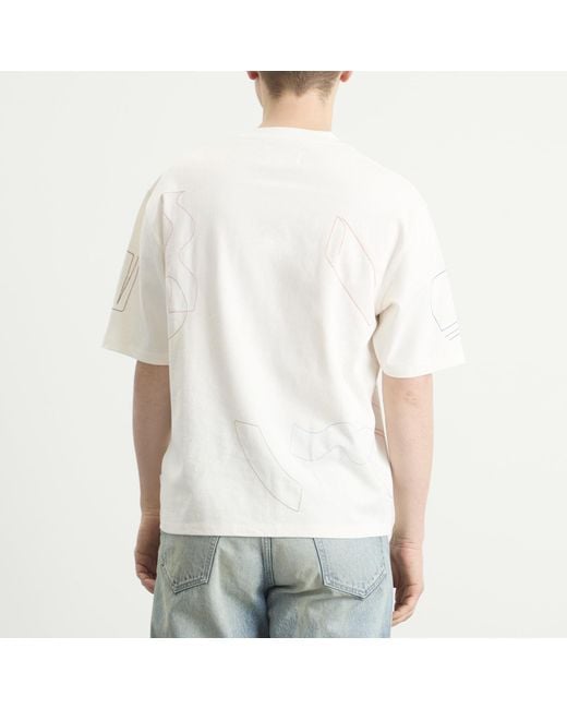 Wax London White Milton Shapes Embroidery T-Shirt for men