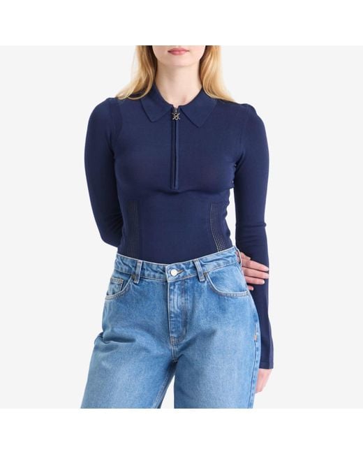 Daily Paper Blue Zip Knit Polo