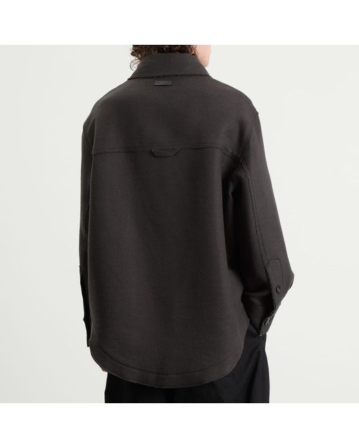 AMI Black Boiled Wool Gabardine Button-Down Jacket for men