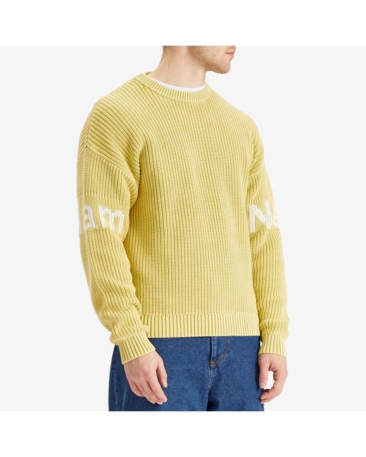 New Amsterdam Surf Association Yellow Logo Crew Knit Sweater for men