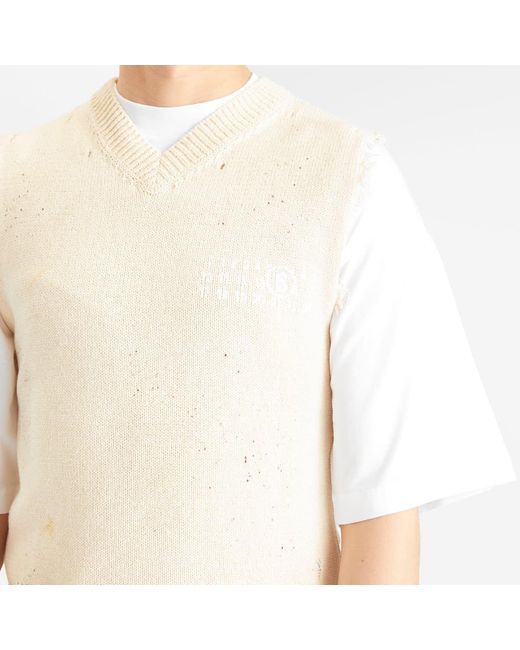 MM6 by Maison Margiela White Numbers Print Vest for men