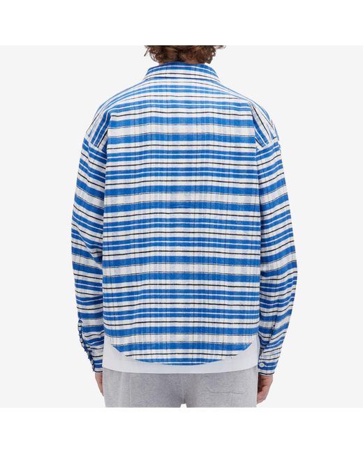 Cole Buxton Blue Ss24 Flannel Check Shirt for men