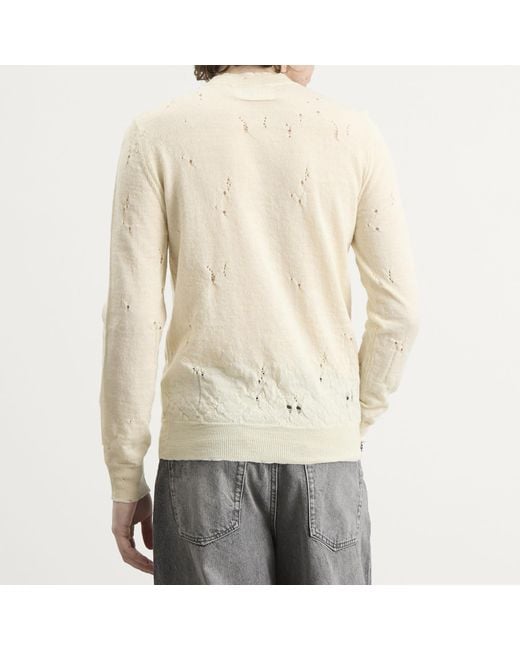 Maison Margiela White Mm6 Numbers Logo Distressed Knitted Jumper for men