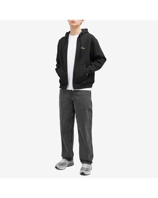 Dime Black Cursive Small Logo Zip-Hoodie for men