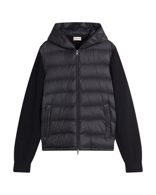 Moncler Black Hybrid Zip Through Hooded Jacket for men