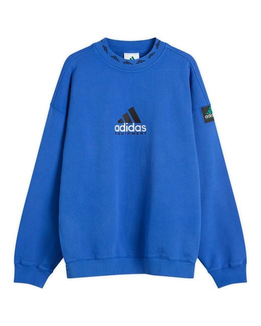 Adidas Blue Eqt Wash Crewneck Sweatshirt for men