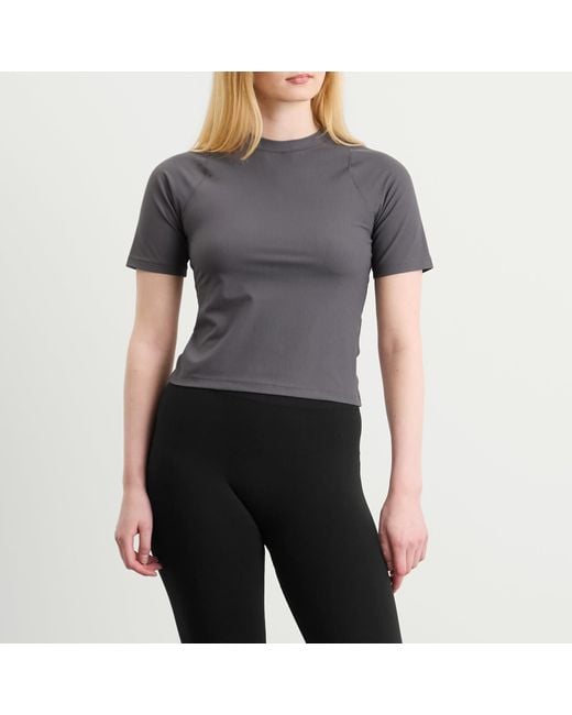 Nike Gray Zenvy Rib Short Sleeve Top