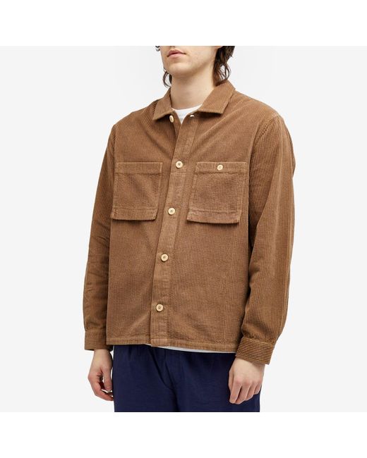 Folk Brown Chunky Cord Shirt for men