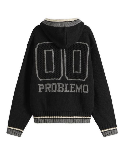 No Problemo Black Nyp Varsity Zip Through Knit