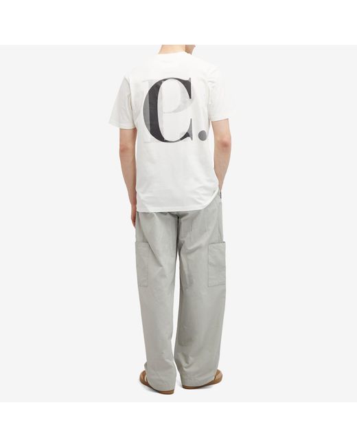 C P Company White 30/1 Jersey Graphic T-Shirt for men