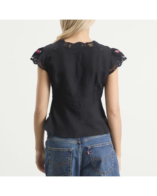 Rixo Black Elaine Top