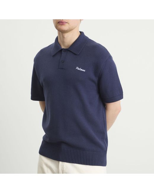 Palmes Blue Cotton Knit Polo for men