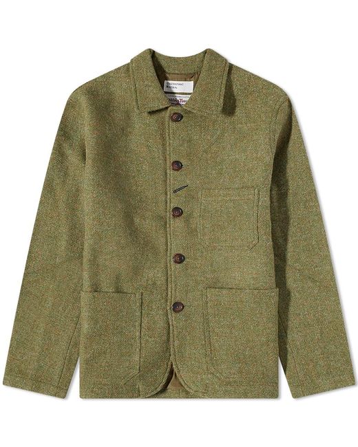 Universal Works Harris Tweed Bakers Chore Jacket in Green for Men Lyst