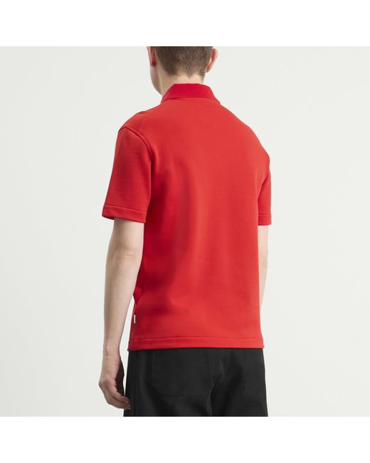 Jil Sander Red Zip Short Sleeve Polo for men