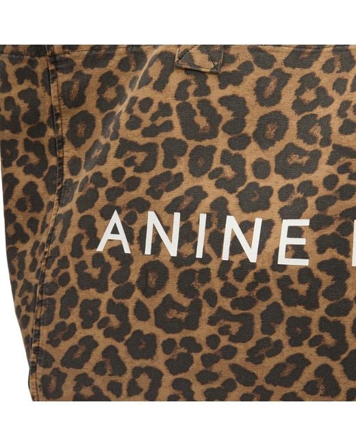 Anine Bing Brown Leo Canvas Tote Bag