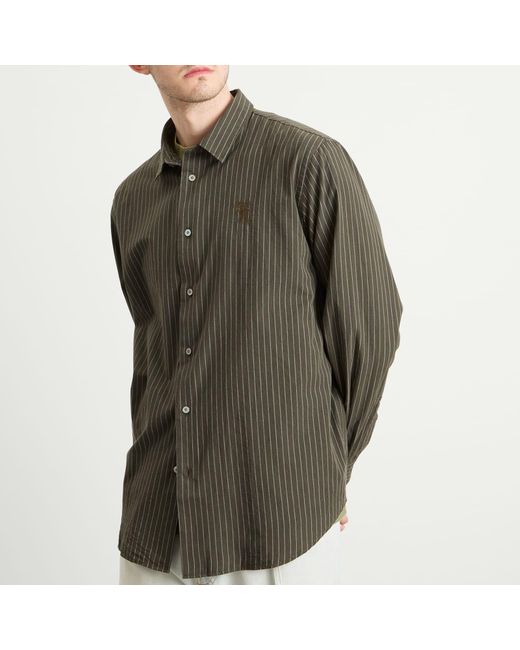 Acne Green Sarow Long Sleeve Poplin Stripe Shirt for men