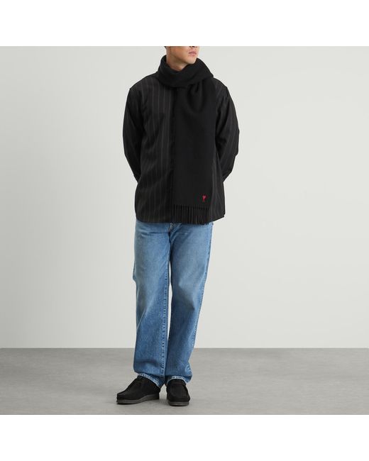 AMI Black Wool Scarf for men