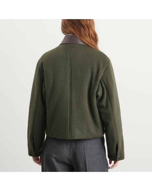 Auralee Green Flannel Padded Short Jacket