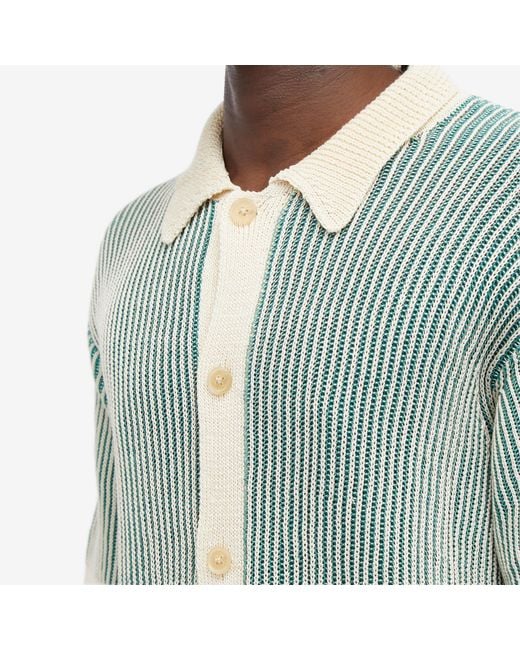 Corridor NYC Green Plated Knit Short Sleeve Shirt for men